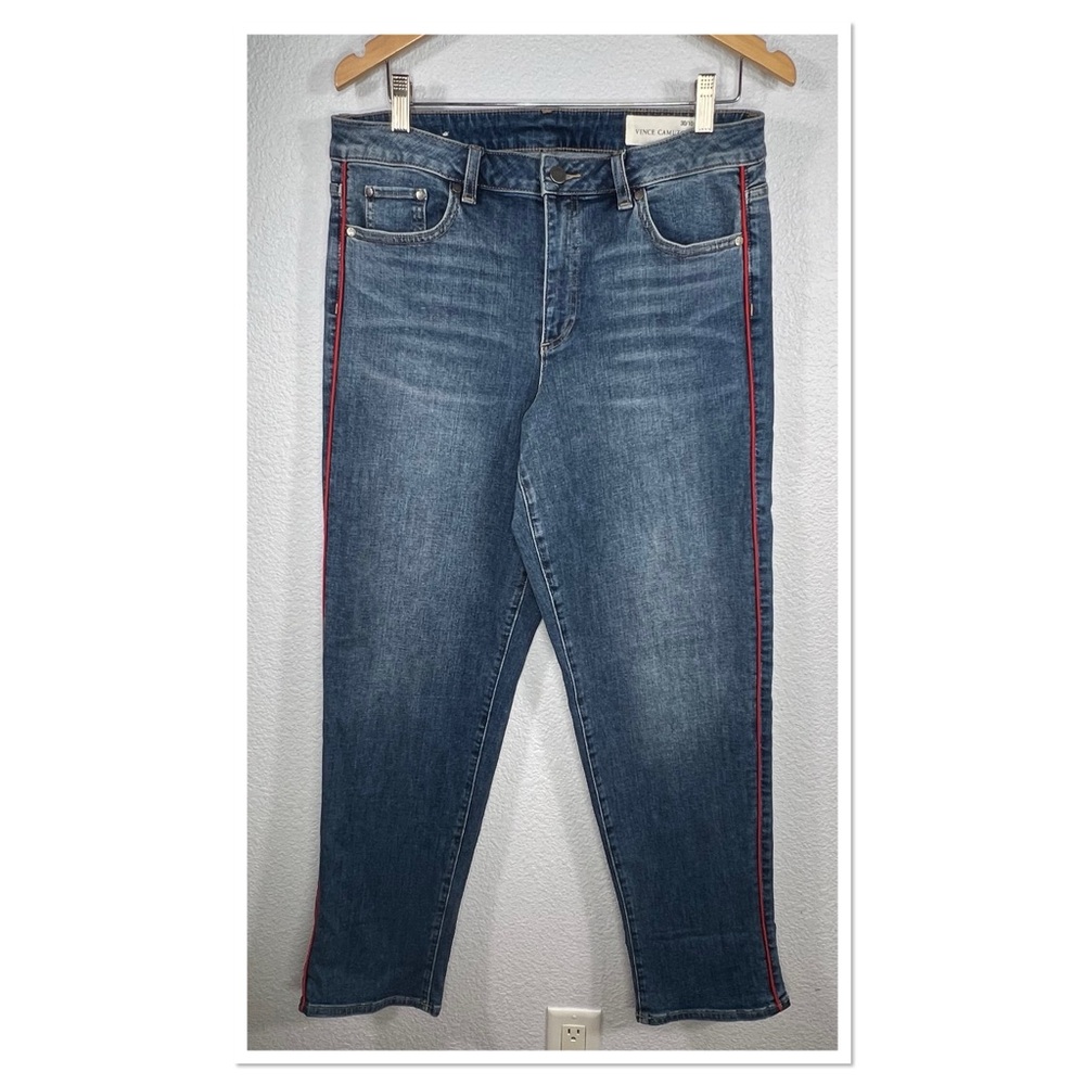 Vince Camuto Denim Ladies Jeans Sz 30/10 Red Piping Cotton Blend